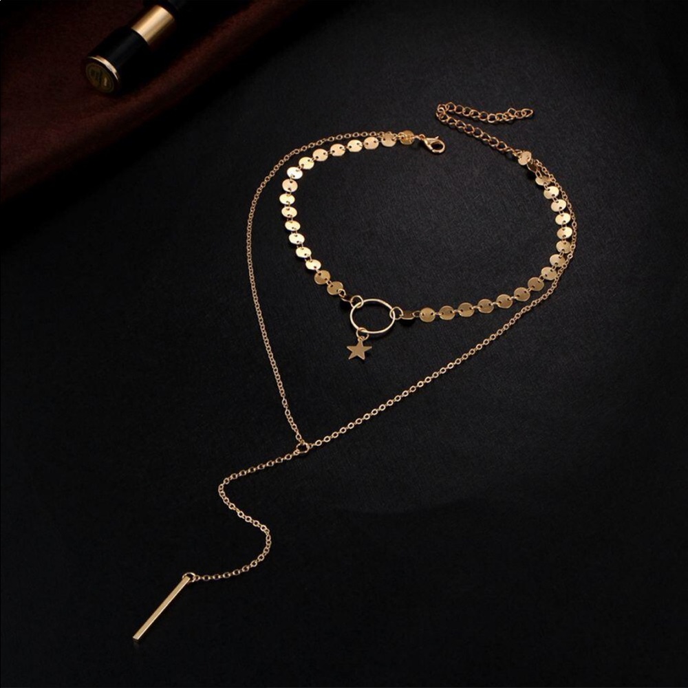 Double Layer Choker Charm Necklace - Picture 3 of 5
